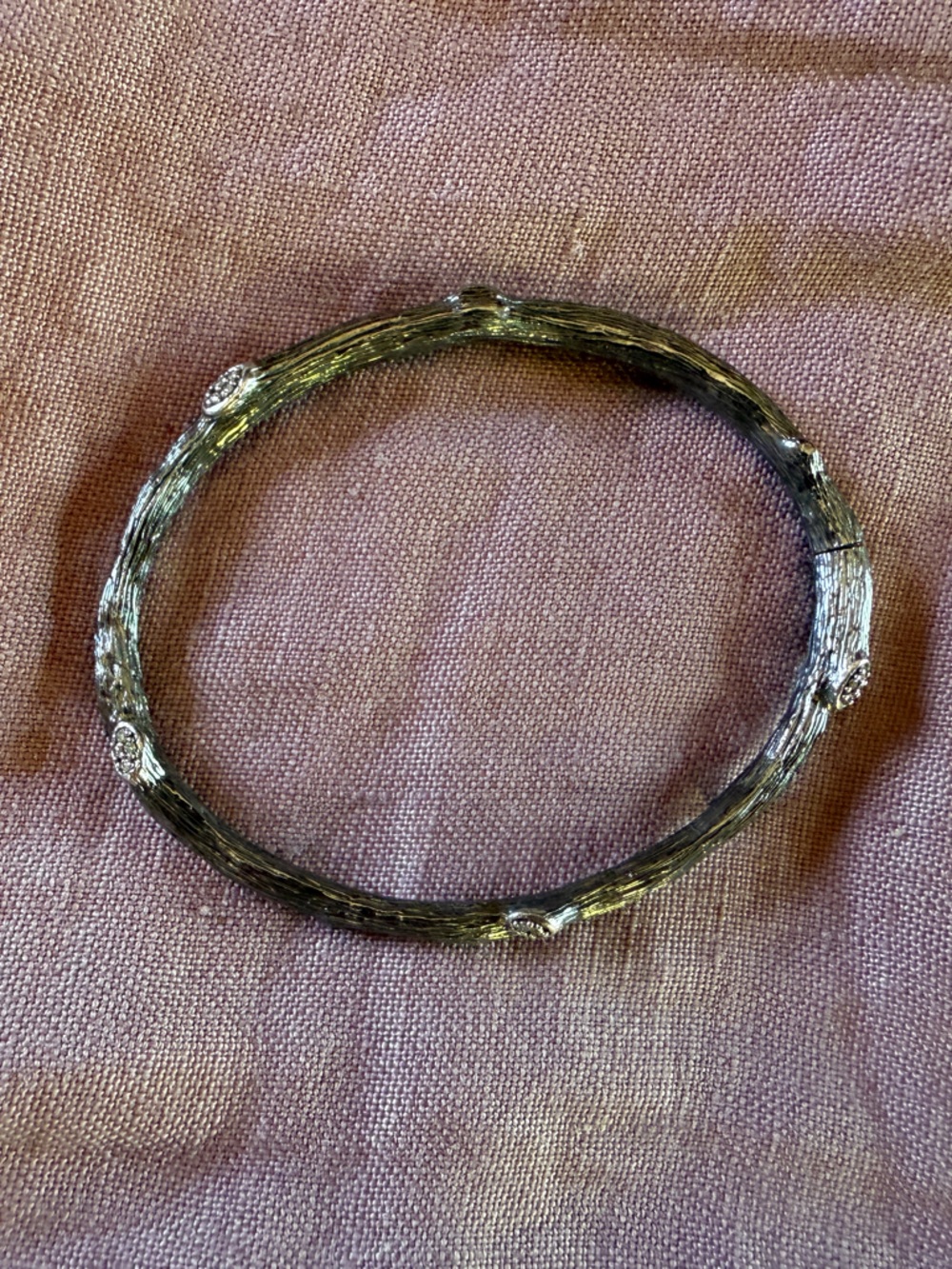 Textured Silver Branch Bangle Bracelet - Women Jewelry